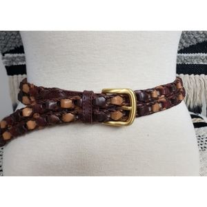 NEW Talbots Brown Leather Braided Belt M